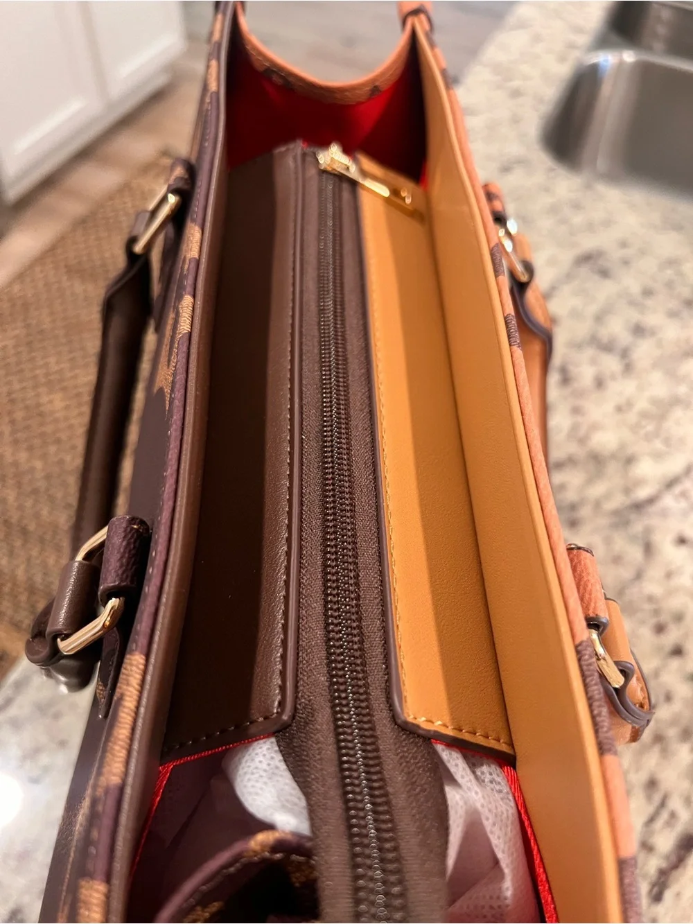 Classic Brown Monogram Shoulder Bag - Designer-Inspired